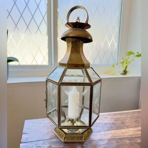 Vintage Brass lantern with etched glass